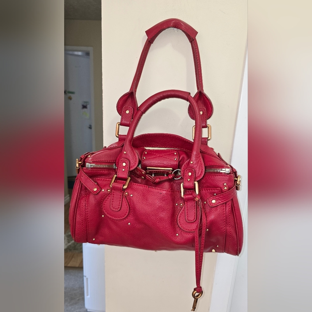 Chloe Paddington Red Leather Handbag